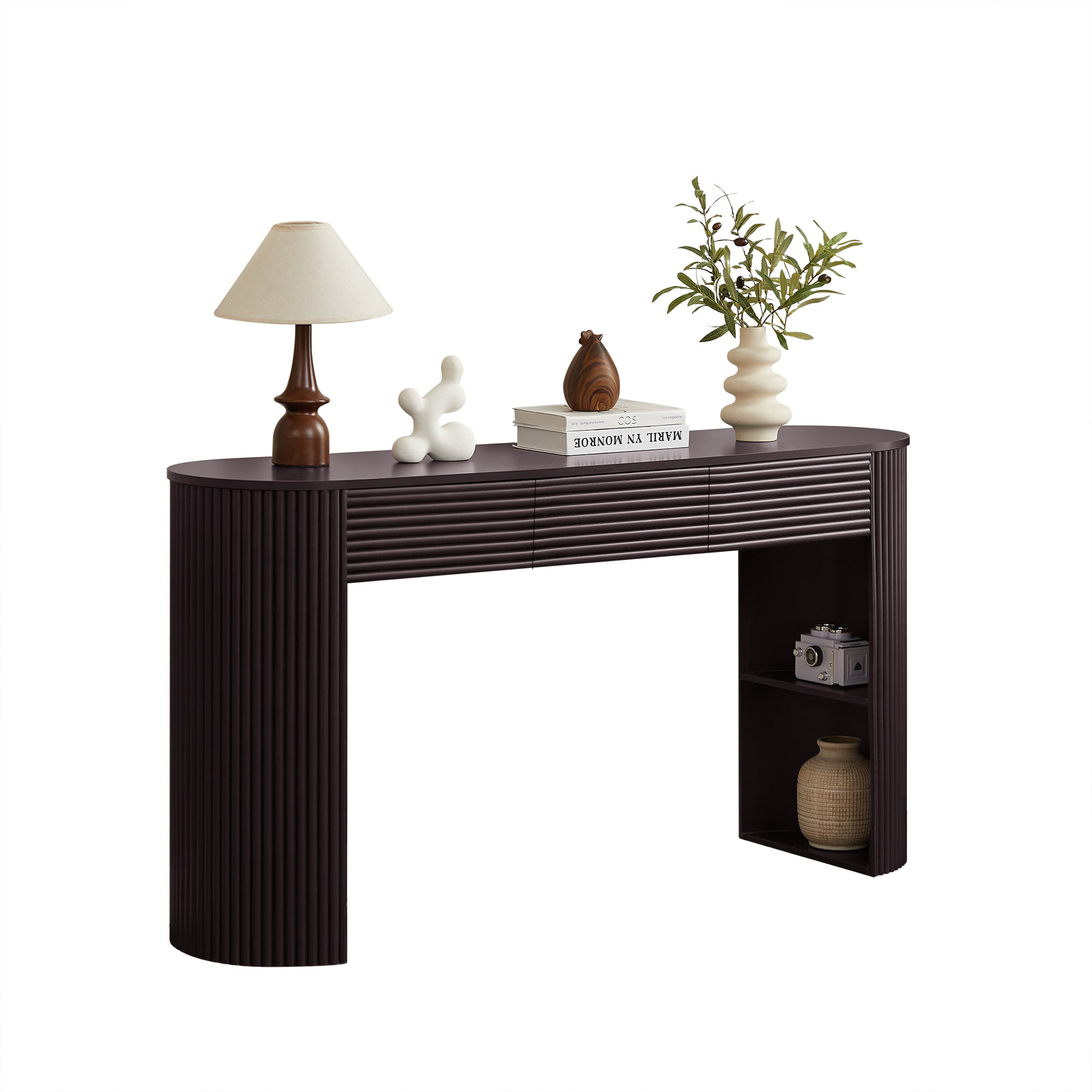Mintazer 60"L Console Table with 3 Storage Drawers & 1 Table-Leg Niche for Entryway Living Room Hallway,Bedroom, Espresso