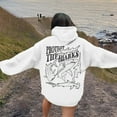 thumbnail image 2 of Fiaer Womens Hoodies Long Sleeve Ocean Theme Letter Graphic Hooded Sweatshirts Loose Fall Pocket Tops White2 L, 2 of 6