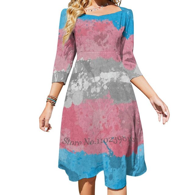 Robe à Éclaboussures de Peinture Col Carré Robe d'Été Douce Femmes Élégante Robe à Imprimé Licou Robe Courte Éclaboussures de Drapeau