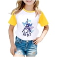 thumbnail image 1 of FhsagQ The 7th Of July Wear City Tourism Commemorative Print Raglan Sleeve Color Block Short Sleeve T Shirt Toddler Girls Spring The 7th Of July T shirts 3T-4T Easter Yellow 2-3 Years, 1 of 4