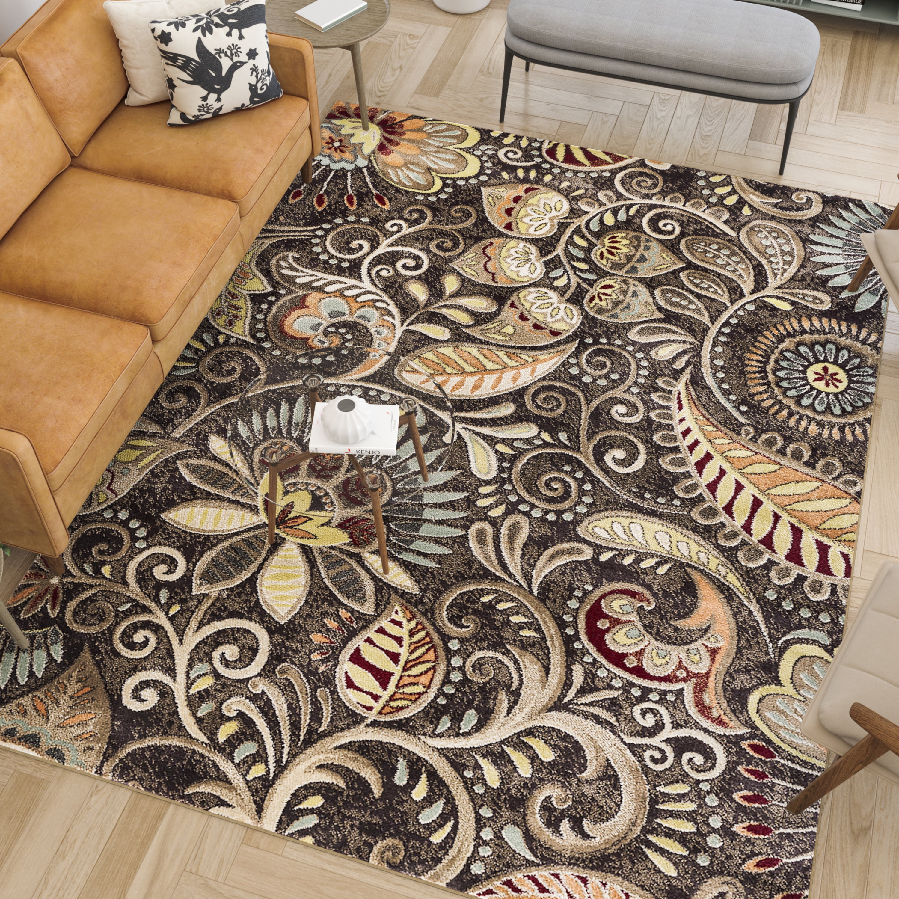Capri Transitional 8' x 10' Brown and Beige Polypropylene Indoor Area Rug
