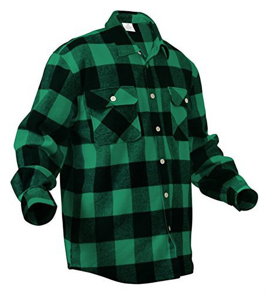 Rothco Extra Heavyweight Buffalo Plaid Flannel Shirt, Green Plaid