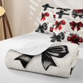 thumbnail image 4 of Manfei Girls Red Ribbon Bowtie Bed Spread Queen,Gothic Romantic Roses Queen Coverlet Set for Teens, 4 of 7