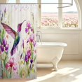 thumbnail image 3 of Erosebridal Vintage Hummingbird Shower Curtain 72Wx72L,Lovely Flower Bathroom Curtain,White Purple, 3 of 5