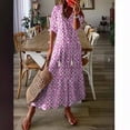 thumbnail image 5 of Camel Floral Print V-Neck Loose Midi Dress With Tassel Detail, 5 of 8