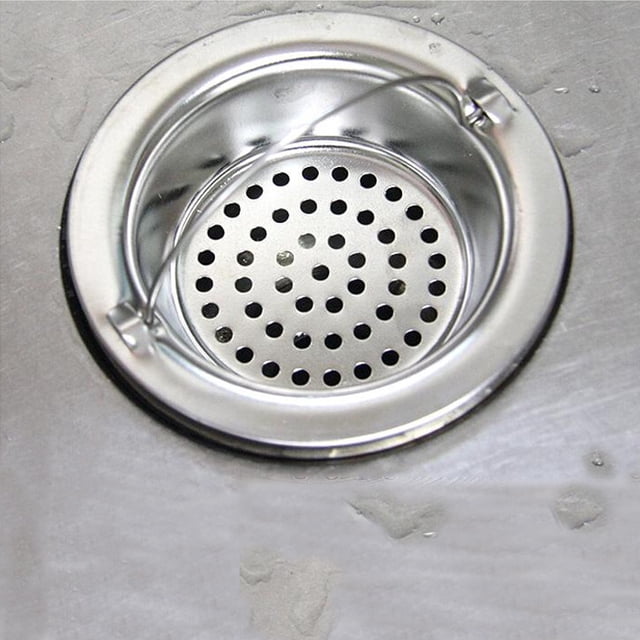 Fiudx Filtro de Fregadero, Protector de Desagüe de Acero Inoxidable, Evita La Obstrucción de Cabello y Residuos, Diseño Fácil de Limpiar, Uso En Baño y Cocina, Portátil y Compacto, Tamaño 11 X 2,8 X