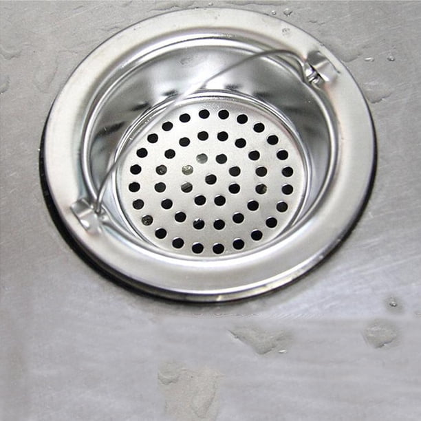 Fiudx Filtro de Fregadero, Protector de Desagüe de Acero Inoxidable, Evita La Obstrucción de Cabello y Residuos, Diseño Fácil de Limpiar, Uso En Baño y Cocina, Portátil y Compacto, Tamaño 11 X 2,8 X