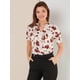 thumbnail image 3 of Blusa Floral Allegra K Cuello Con Volantes Manga Corta Casual Top Para Mujer Beige L, 3 of 6