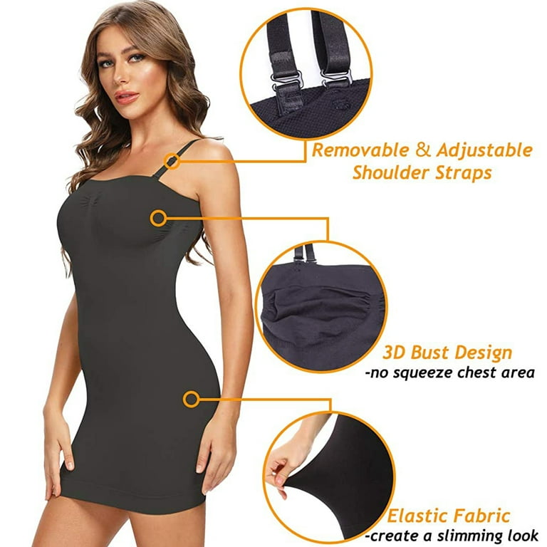 Women Strapless Shaperwear Full Body Slip Seamless Targeted Firm Tummy  Control Slip Under Dresses Limming Body Shaper Underwear Black