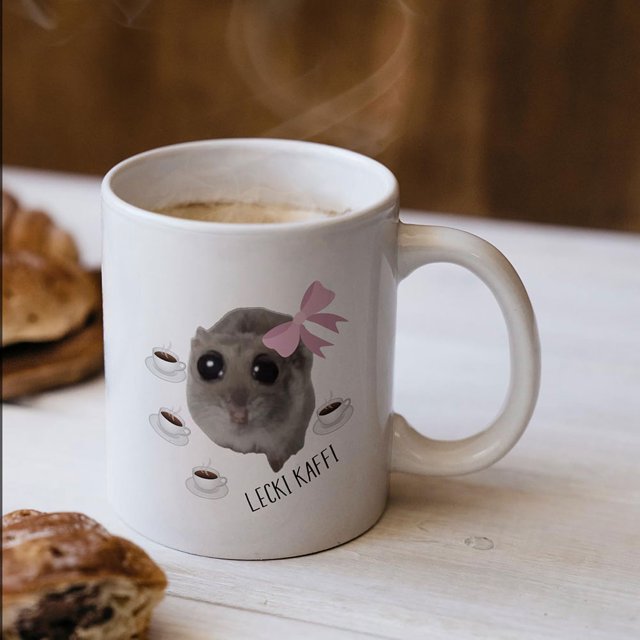 Taza de café de cerámica taza para beber de hámster triste con asa para café té y más
