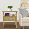 thumbnail image 5 of Wildnix Rattan Nightstand with Large Drawer and Open Shelf, Bamboo Frame, Natural Finish, Spacious Top for Books, Lamps, and Decor, Ideal for Bedroom, 5 of 6