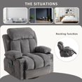 thumbnail image 5 of IMKHK Swivel Rocker Recliner Chair, Modern Recliner Chair with Heat and Vibration Massage, Manual Fabric Lounge Chair with Side Pockets, 2 Cup Holders, USB Charge Port for Living Room, Gray, 5 of 8