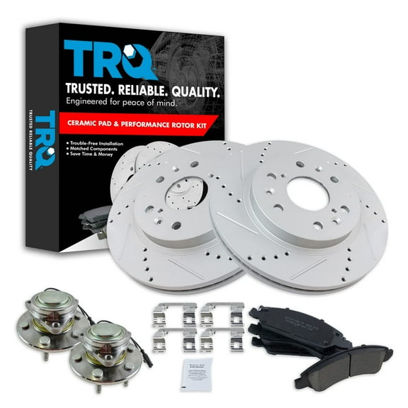 TRQ Front Ceramic Pad Brake Performance Rotor & Wheel Bearing Kit Fits Select Chevy