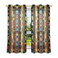 thumbnail image 6 of Yayeee Window Curtains Light Filtering 63"x52" Grommet Panel Pair Home Living Room Decor, Orange Geometric, 6 of 7