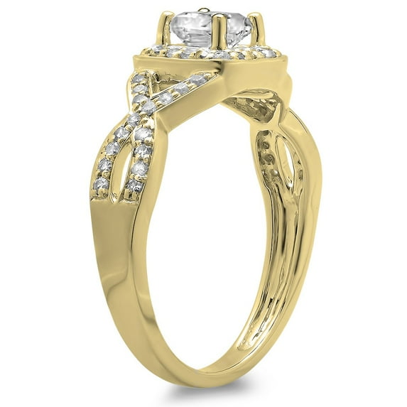 Dazzlingrock Collection 0.80 Carat (ctw) 10K Diamond Ladies Swirl Bridal Halo Engagement Ring 3/4 CT, Yellow Gold, Size 7