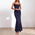 thumbnail image 5 of asdoklhq Spring Summer Dress Spring Dresses Womens Summer Fashion Casual Printed Bodycon Split Dress Maxi Dress Navy M, 5 of 7