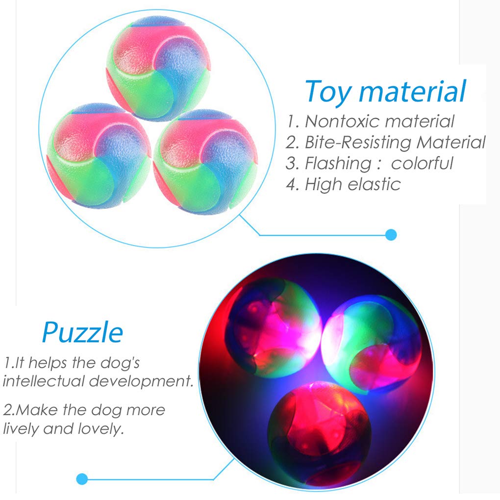 4 pcs Large Light Up Dog Balls Flashing Elastic Ball Bouncy Glow in The Dark Interactive Jumping Blinking Dog Ball Pet Toys for Golden Retriever,Labrador,Large Dogs,Diameter 7cm