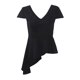 thumbnail image 2 of Camiseta Negra Asimétrica Cuello En V Túnica Verano Suave Cómoda ELegante Sensación Confortable Suave Relajante 2XL Hugo Camisetas de las mujeres de la manera, 2 of 10