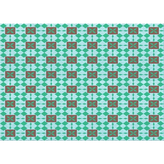 Ahgly Company Machine Washable Indoor Rectangle Transitional Green Area Rugs, 5' x 7'
