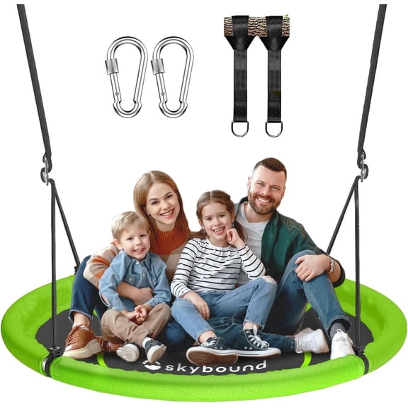 HOT JUMP 43" Saucer Swing for Kids, 600lbs Heavy Duty Outdoor Disc Swing with Adjustable Ropes, Green