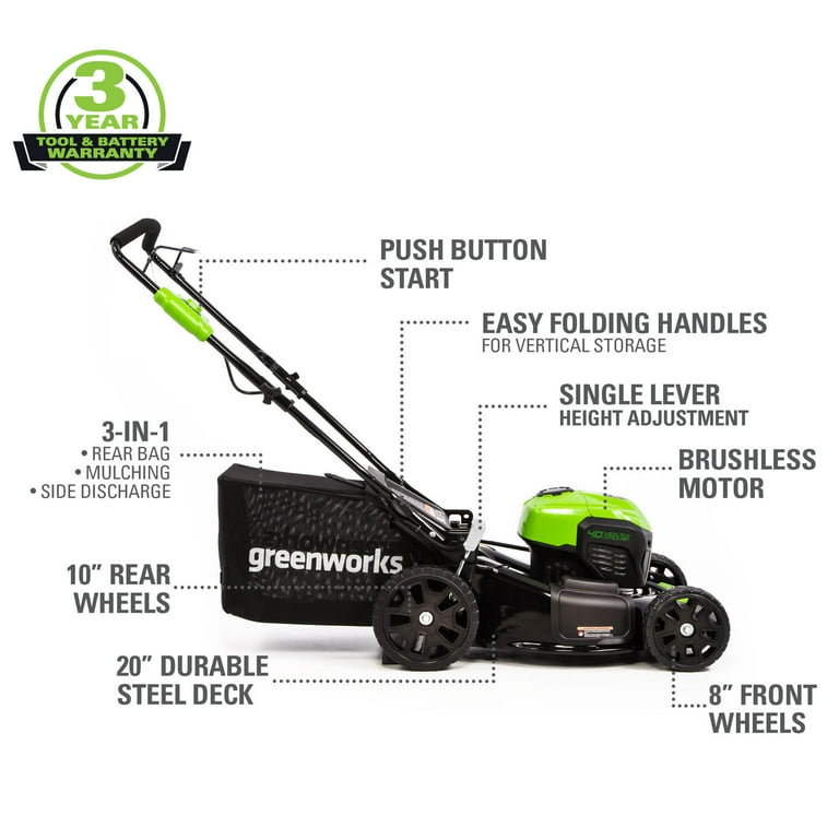 Discontinued Greenworks 40V 20 inch Brushless Dual Port Lawn Mower Battery Not Included 2508802