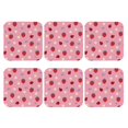 thumbnail image 2 of Bingfone Vintage Strawberry And Ladybugs Leather Drinks Coasters With Set Of 6,Suitable For Home Kitchen,Coffee Cup Coasters Home Gift, 2 of 9