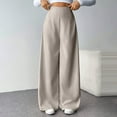 thumbnail image 2 of Wide Leg Suit Pants for Women High Waist Casual Relaxed Fit Side Zipped Business Dress Solid Color Trousers (XL, Khaki), 2 of 6