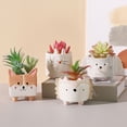 thumbnail image 2 of LUDLZ 3.15" x 2.95" Cat Ceramic Succulent Planter Pots with Removable Saucer, 2 of 2