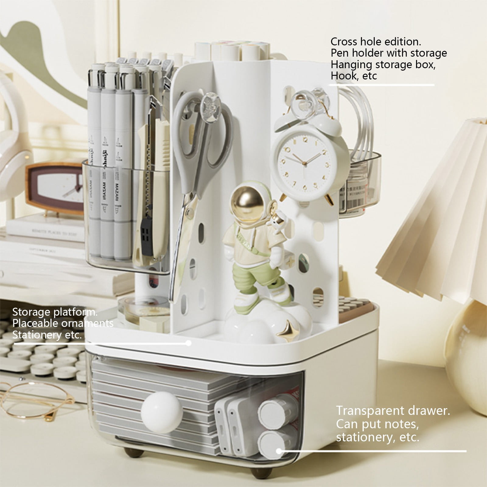 Ufehgfjh Pen Holder for Desk Pen Holders Desk Organizer Cute Student Stationery Tray Pencil Cup Modern Office Desk Pencil Cup Trendy Study Table Accessory Random Shipment