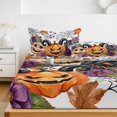 thumbnail image 6 of Twin XL Size Fitted Sheet Set - Pumpkins Halloween 2 Piece Bedding Sets 16" Deep Pocket Fitted Sheet with 1 Pillowcases, Black Horror Purple Floral Botanical Brushed Microfiber Hotel Bed Sheets, 6 of 9