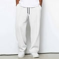 thumbnail image 2 of DxhmoneyHX Waffle Knit Pants for Men Plus Size Elastic Waist Drawstring Straight Leg Athletic Pants Loose Fit Summer Casual Pants with Pockets, 2 of 6