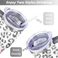 thumbnail image 5 of 40oz Fashion Leopard Pattern Stainless Steel Flip Straw Tumbler Spill Proof Travel Cup Double Wall Vacuum Insulated Coffee Mug with Top Handle, 5 of 6