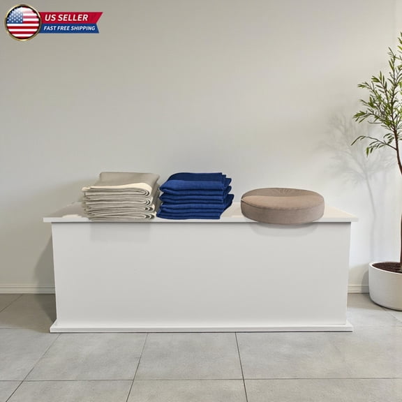 Hassch Lift-Top Storage Bench, 39.4" White Wooden Chest with Safe Hinge - Large Storage Trunk Box for Entryway Seat, Toy Organizer, Coffee Table, Easy to Assemble