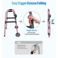 thumbnail image 3 of Andadores plegables HOMLAND para personas mayores con ruedas, ligeros, con ruedas, FSA/HSA, con altura ajustable y estructura de aluminio, color rosa rojizo, 3 of 5