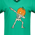 thumbnail image 4 of Inktastic Halloween Dabbing Great Pumpkin Skeleton Women's V-Neck T-Shirt, 4 of 5