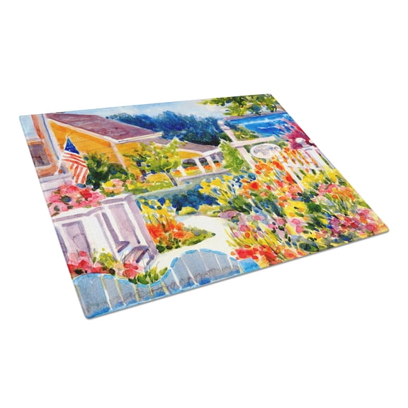 Caroline's Treasures Seaside Beach Cottage Glass Cutting Board Large
