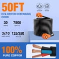 thumbnail image 4 of Nilight 50FT EV Dryer Extension Cord 3 Prong 30 Amp NEMA 10-30P 10-30R Old Dryer Extension Cable Heavy Duty 10 Gauge Pure Copper Wire UL Listed 125/250V for Level 2 EV Charging, 4 of 9