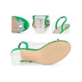 thumbnail image 2 of BLISSFUL STEP Women's Clear Slingback Rhinestone Peep Toe Block Heels Sandals Green (Size 6), 2 of 4