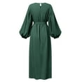 thumbnail image 5 of Njoeus Long Lantern Sleeve Maxi Dress for Women Casual Elegant Flowy Midi Dress Crewneck High Waist Fall Winter Dresses with Belt, 5 of 8