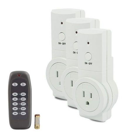 3 Pcs Wireless Power US Sockets Outlets US Plug 120VAC 1 Remote
