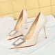 thumbnail image 3 of Zapatos de tacón ultraalto y delgado para mujer, boca baja, punta afilada, lacado, piel de serpiente, patrón clásico, hebilla de diamante de agua, zapatos de tacón individuales, 3 of 4
