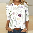 thumbnail image 5 of Hauts à Manches 3/4 pour Femmes Mode pour Femmes T-Shirt Ample Imprimé Mi-Long Blouse à Manches 3/4 Col Rond Hauts Décontractés T-Shirts pour Femmes Mode T-Shirts à Manches 3/4 pour Femmes, 5 of 5