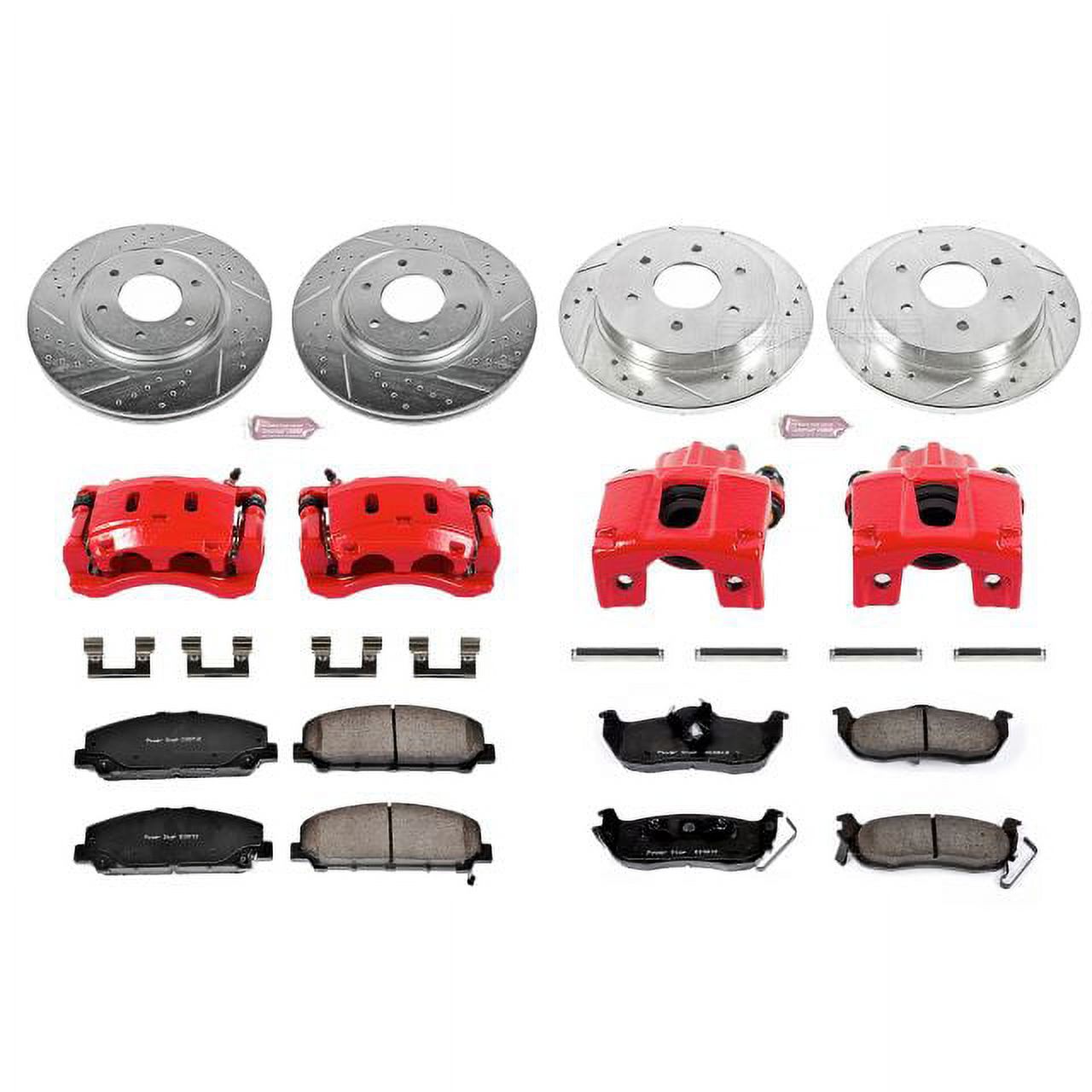 PowerStop Front and Rear Z23 Evolution Sport Brake Pad and Rotor Kit with Red Powder Coated Calipers Fits: INFINITI NISSAN Select Models KC2805