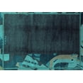 thumbnail image 1 of Ahgly Company Machine Washable Indoor Rectangle Abstract Turquoise Blue Modern Area Rugs, 5' x 7', 1 of 4
