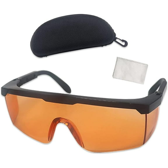 UV Light Safety Glasses Protection,UVC 400 Blue Light Blocking Protective Glasses Goggles,Ansi Z87 Adjustable Temples Eyewear, Shaded Shatterproof Scratch Resistant Safe Sunglasses with Case