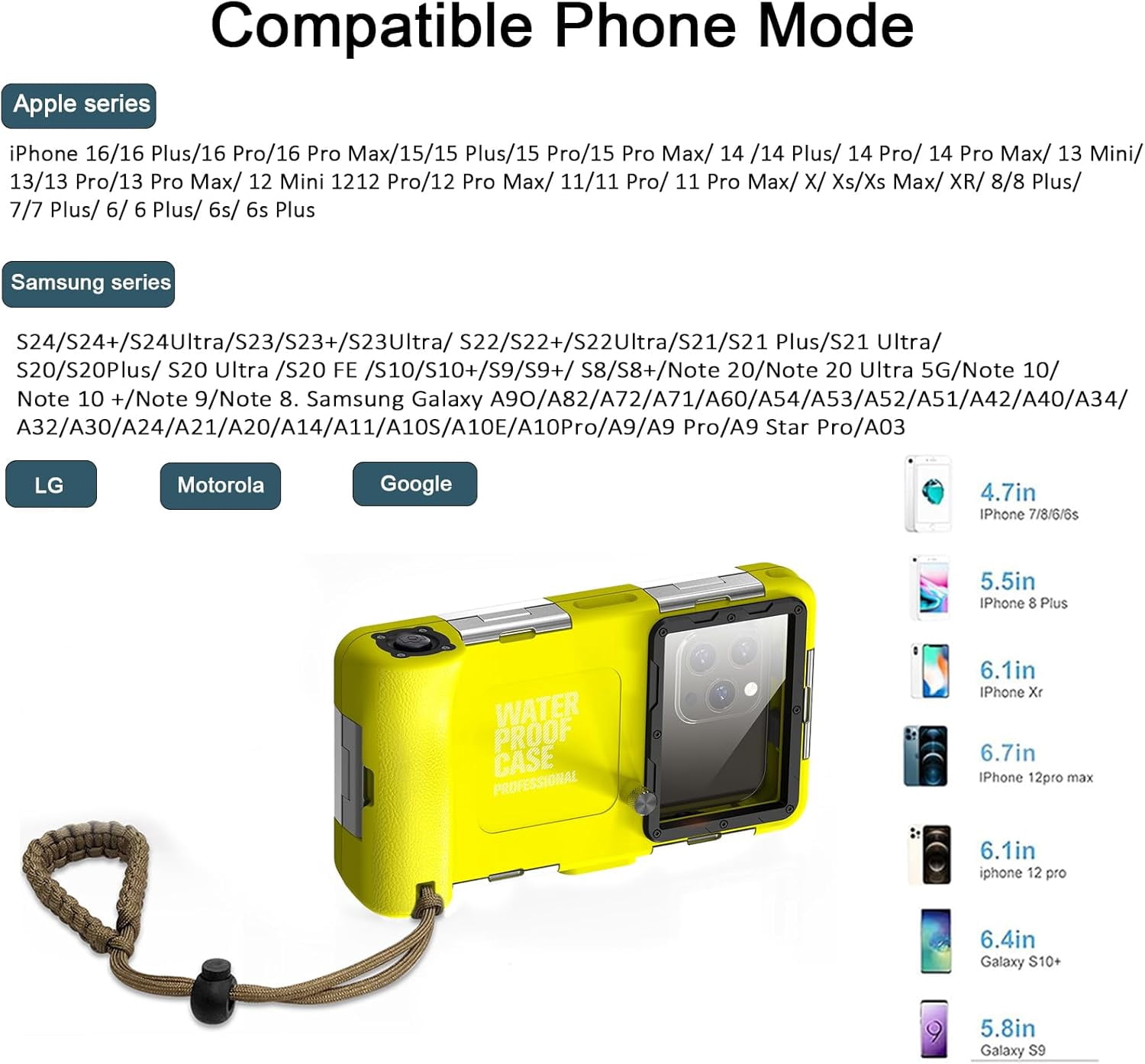 2026 Underwater Snorkeling Diving Phone Case for Phone 17/16/15/14/13/12Pro Max/Galaxy S25/S24/S23.(50ft/15m) Professional Scuba Dive Waterproof Case Underwater Photo Video