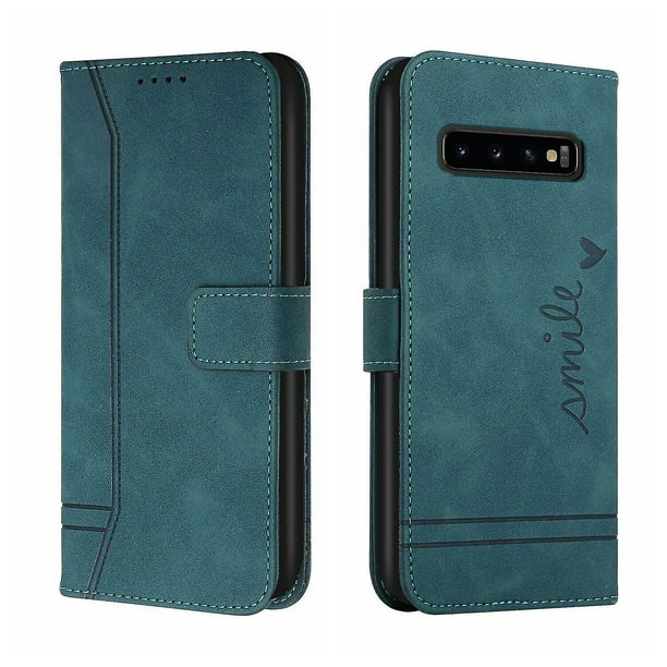 Funda con tapa estilo vintage para Samsung S10 Plus, ranura para múltiples tarjetas, protección total, estilo retro, material PU+TPU