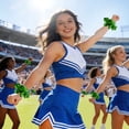 thumbnail image 2 of Unique Bargains 2 Pcs Cheerleader Poms Poms Wrist Flower Round Cheerleading Practice Poms Green, 2 of 5