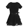 thumbnail image 2 of Alvivi Girls Team Basic Short Sleeve Gymnastic Leotard with Chiffon Wrap Skirt Ballet Dance Dress Ballroom Dancing Outfit Black 10-12, 2 of 7