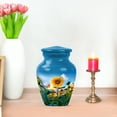 thumbnail image 7 of JAGASY Sunflower Mini Urn for Father, Small Keepsake Urns for Human Ashes, Sunset Blue Sky Decorative Urns for Mother, Blue Memorial Cremation Urn for Parents, (3 Inch), 7 of 7